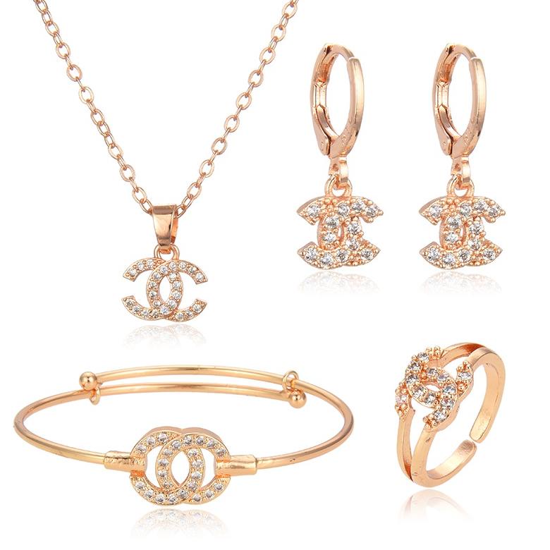 COD Set Perhiasan Titanium Anak Wanita Anti Lapis Emas Karat Isi Love Silver Dan Tidak Luntur Perak 