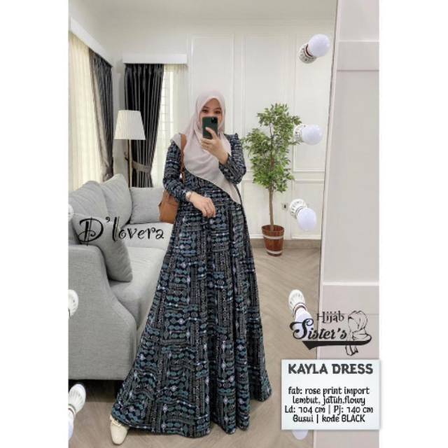 MAXI DRESS KAYLA DRESS ORI D'LOVERA // GAMIS BAHAN ROSE PRINT IMPORT