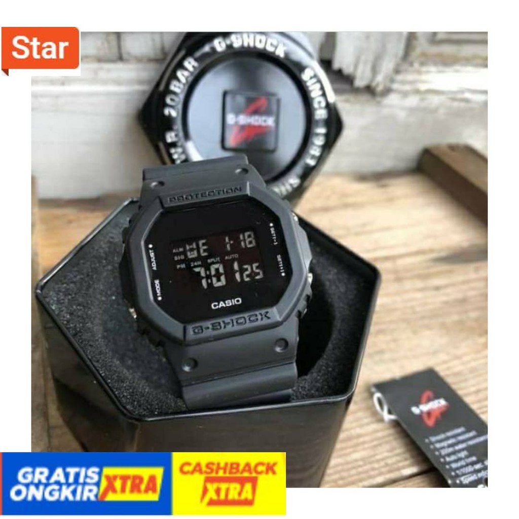 BEST SELLER  - ANTI AIR IMPORT HITAM PUTIH POLOS / JAM TANGAN PRIA WANITA GSHOCK DW 5600 DIGITAL