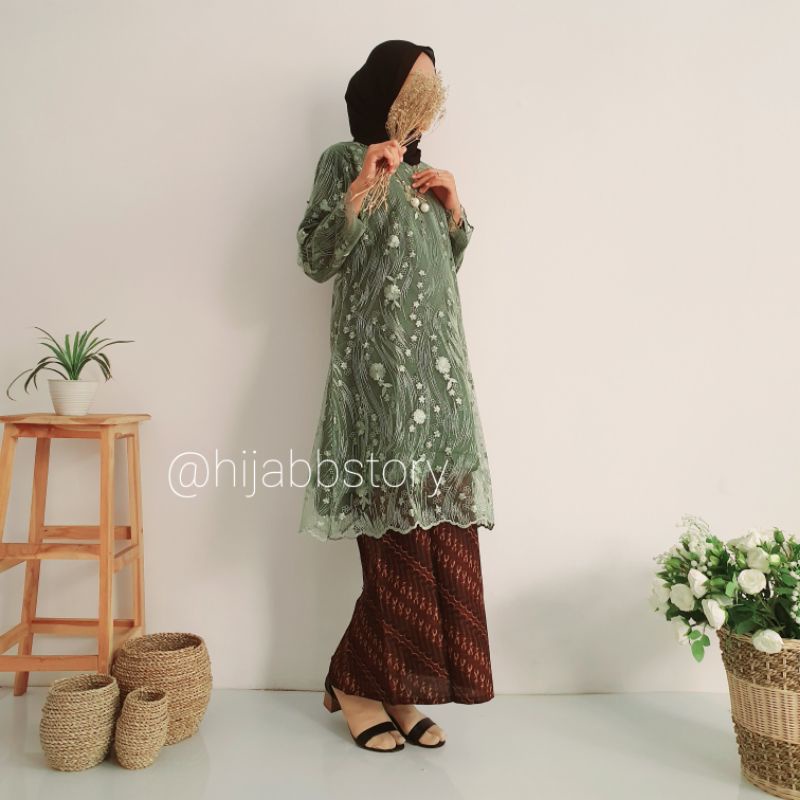 Hijabbstory Ready Zelea Tile Set Ld100 Allsize Set Tunik Tunic Brukat Cantik Kondangan Kekinian Ootd