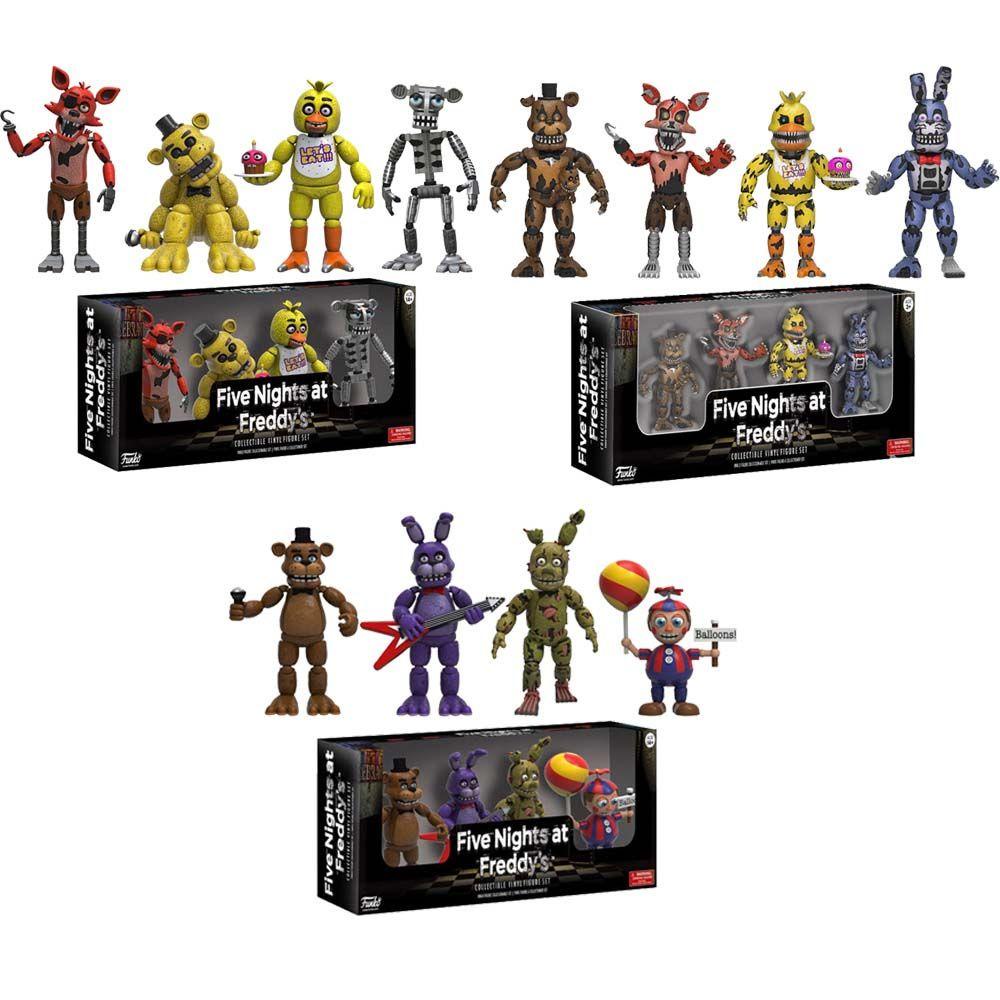 LANFY Lima Malam Di Malam Freddy's FNAF Nightmare 4pcs /set Dekorasi Mobil Figure Mainan Chica Pelaksanaan Keamanan Model Kolekte