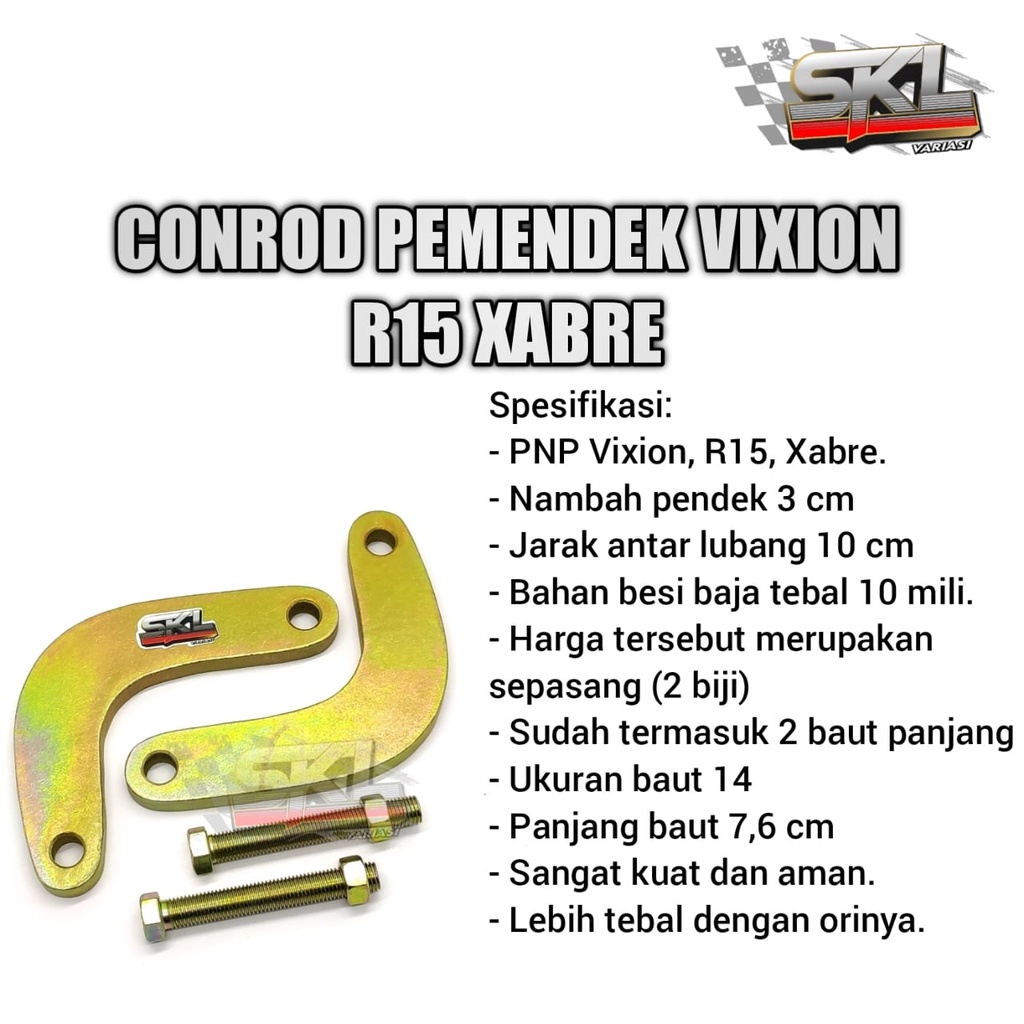 Lowering Kit Pemendek Vixion Xabre XSR 155 MT15 R15  V1 V2 V3 Bahan Besi Baja Kuat Super Tebal 6mm dan 10mm Lebih Tebal Dari Orinya