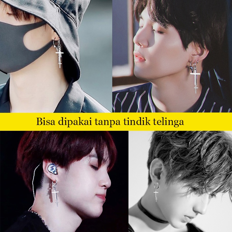 Anting Panjang Harga korea Bahan Titanium Anting Pejantan Pria Baja Titanium Tren Kepribadian Pria dan Wanita Hip-Hop Temperamen Serbaguna Jalan Sederhana Anting