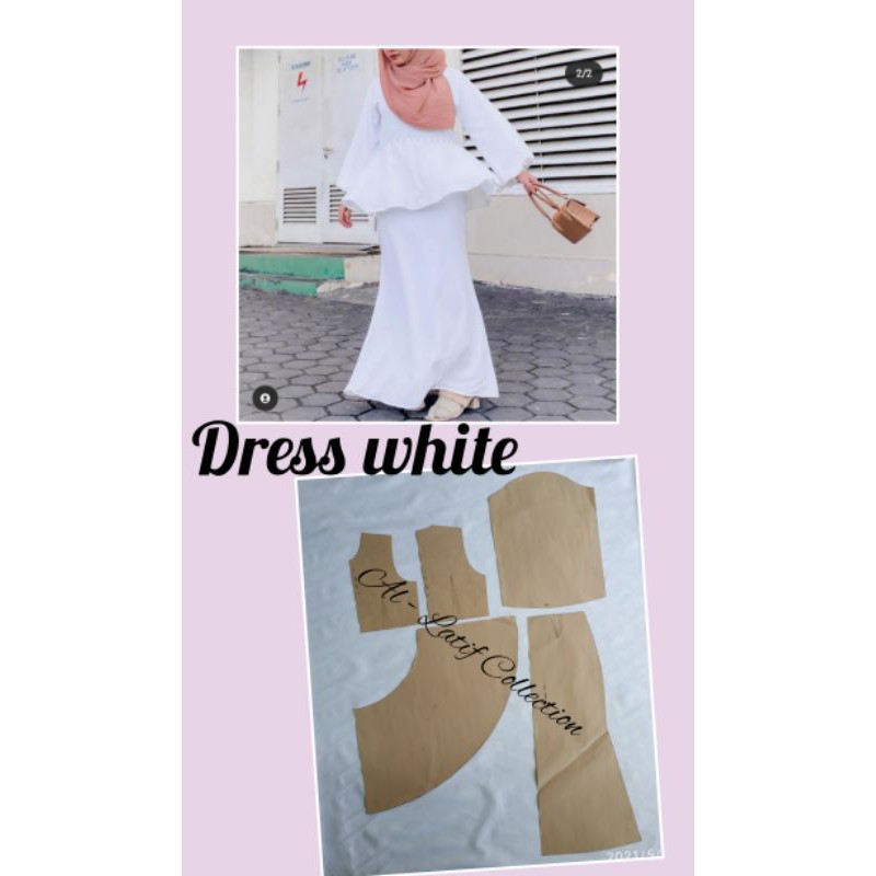 pola instan / pola jiplak DRESS WHITE