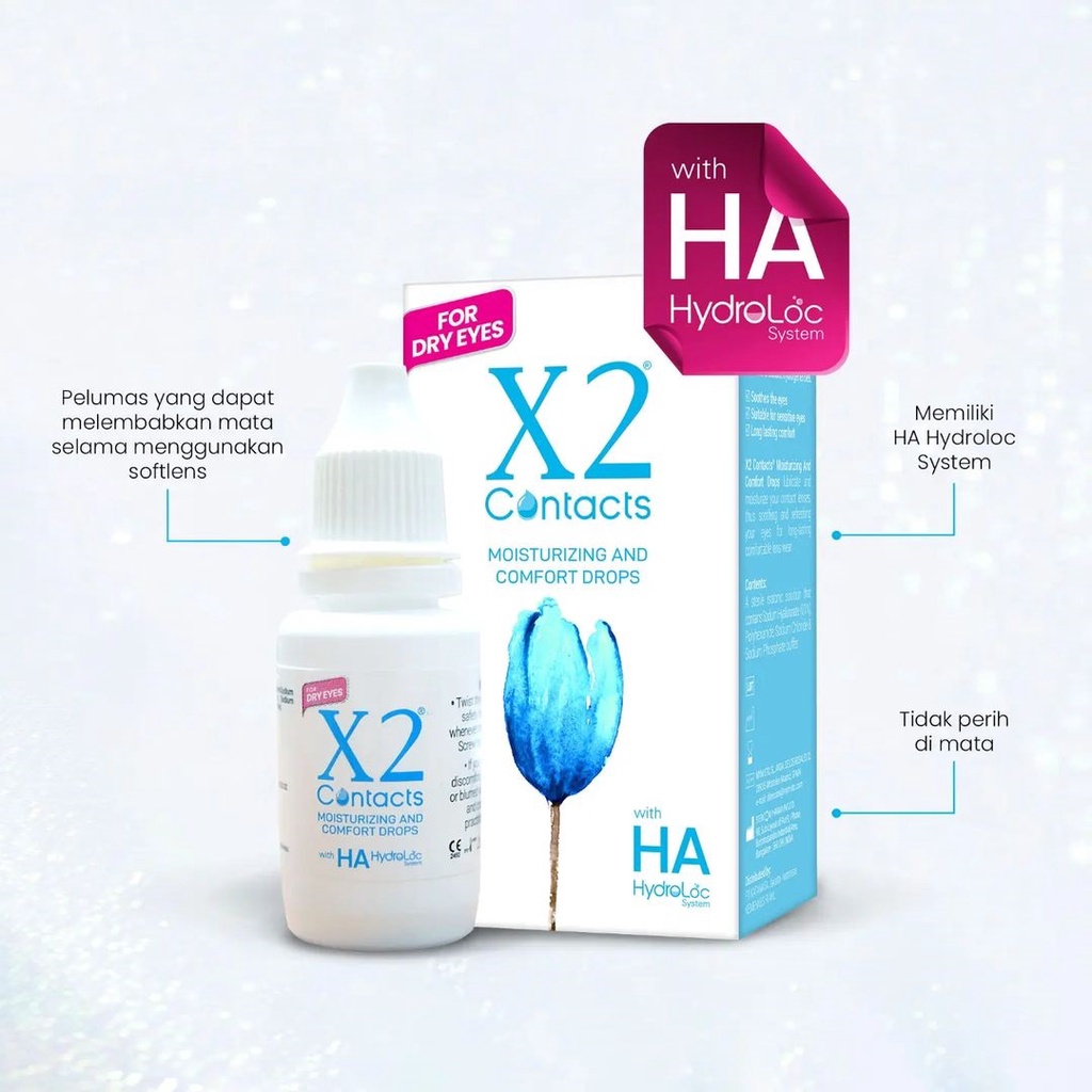 X2 Contacts Eye Drops 15ml tetes softlens