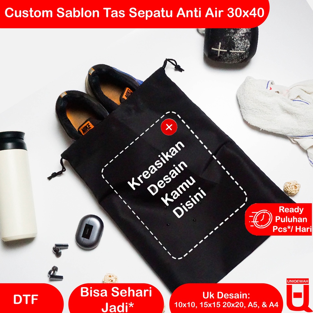 Custom Sablon Tas Serut Sepatu Anti air (Full Color Premium)