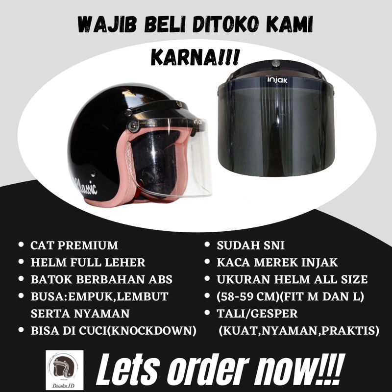 (BISA BAYAR DI TEMPAT)Helm bogo retro pria dan wanita hijab classic original sni trendy list pink hitam glossy list pink kaca datar (BISA COD)-2