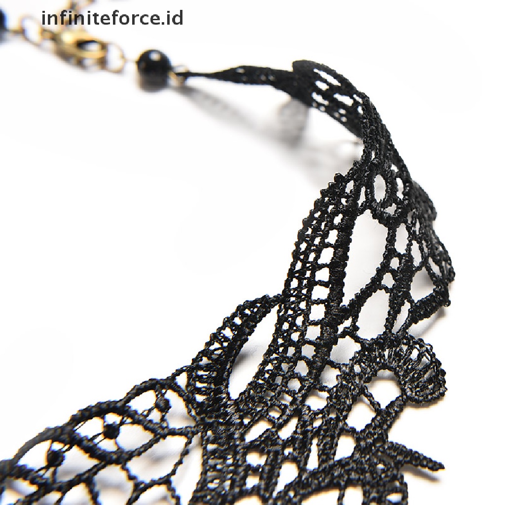 Kalung Choker Bahan Lace Warna Hitam Gaya Gothic Victorian Steampunk