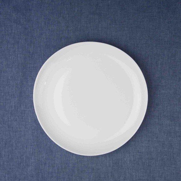 [2 PCS] Piring Keramik Melengkung Saji Putih PN-22 OGN - diameter 22 cm