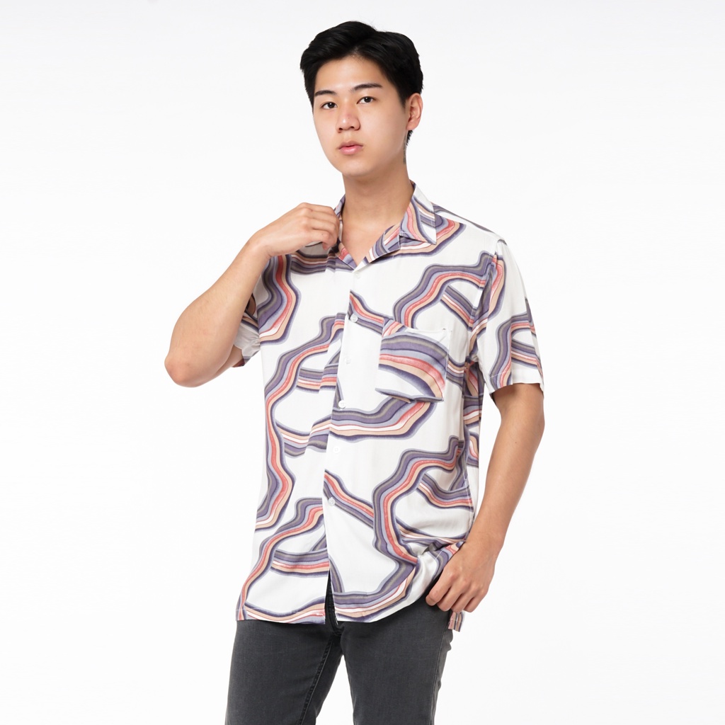 SANVANINA Kemeja Hawaiian Slimfit Printed Tokio  | Kemeja Pantai Motif E-2002