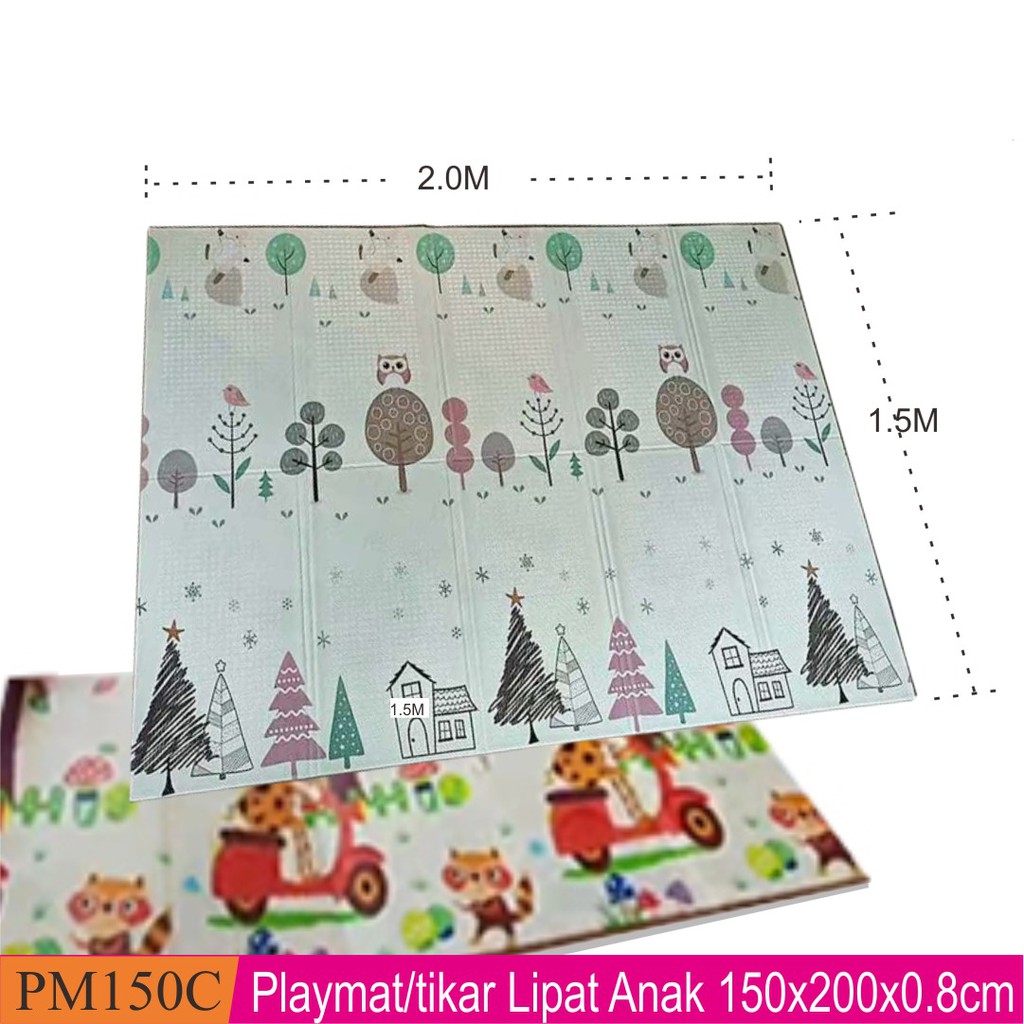 1Playmat Premium Anak Bayi Lipat Tebal Double Pad(Bonus Tas) 2 Ukuran/Karpet Anak Playmat Kartun-2