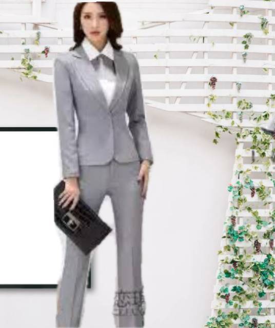 Blazer formal  wanita abu/grey size S sampai 5L