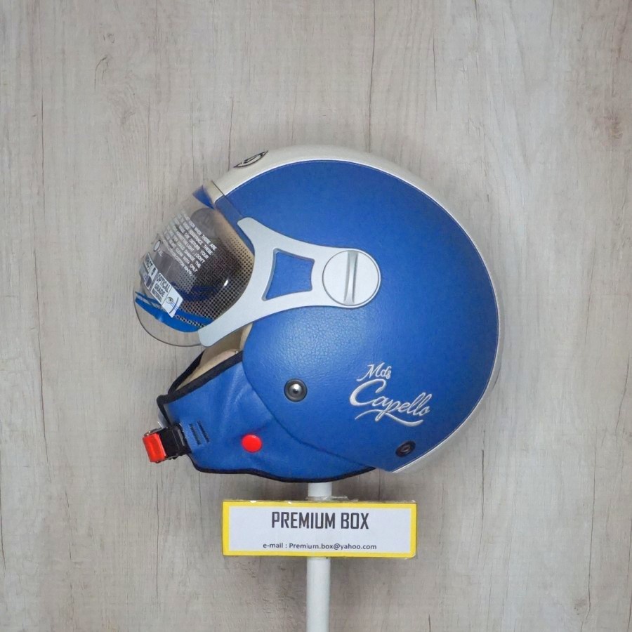 HELM MDS Capello White Blue Matt Doff / half face / retro