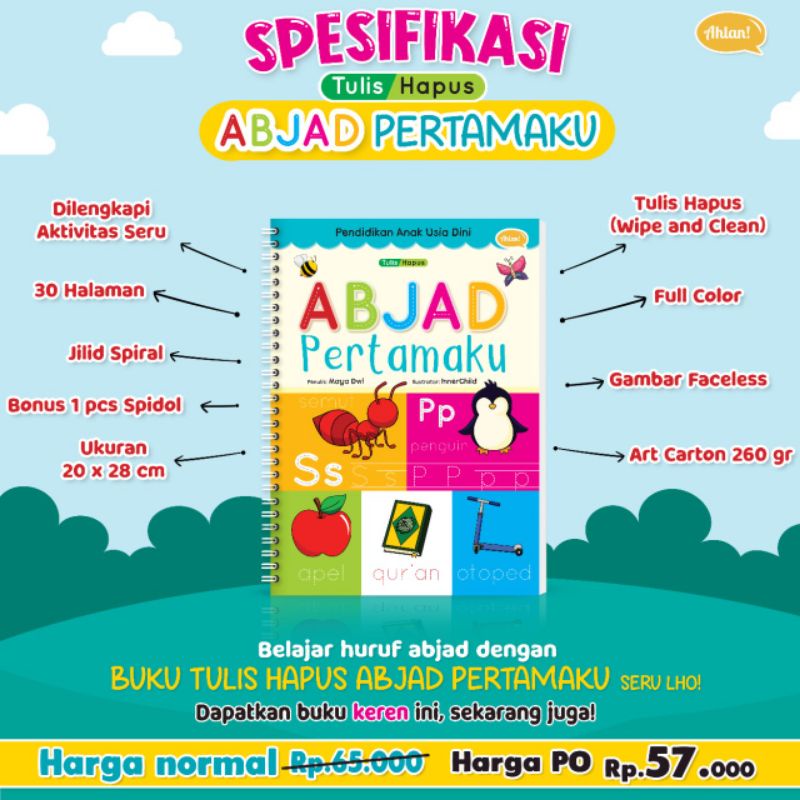 

Wipe and Clean Abjad pertamaku buku TK