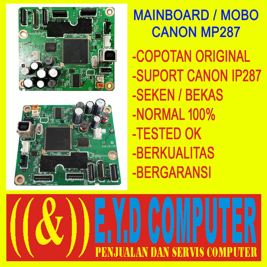 MATHERBOARD CANON PIXMA MP 287 MAINBOARD MOBO MATHERBOOT MANTHERBOARD MESIN PRINTER SEBELAS 11 PIN