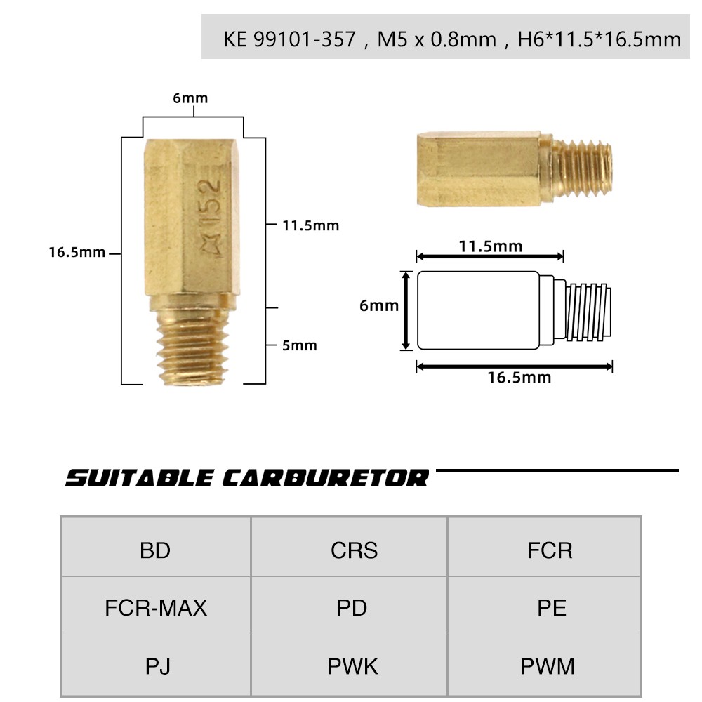 Zsdtrp 10pcs Karburator Utama Jet M5 Thread Untuk Bd Crs Fcr Fcr-Max Pd Pj Pwk Pwm Carbs Ukuran 60-215-1