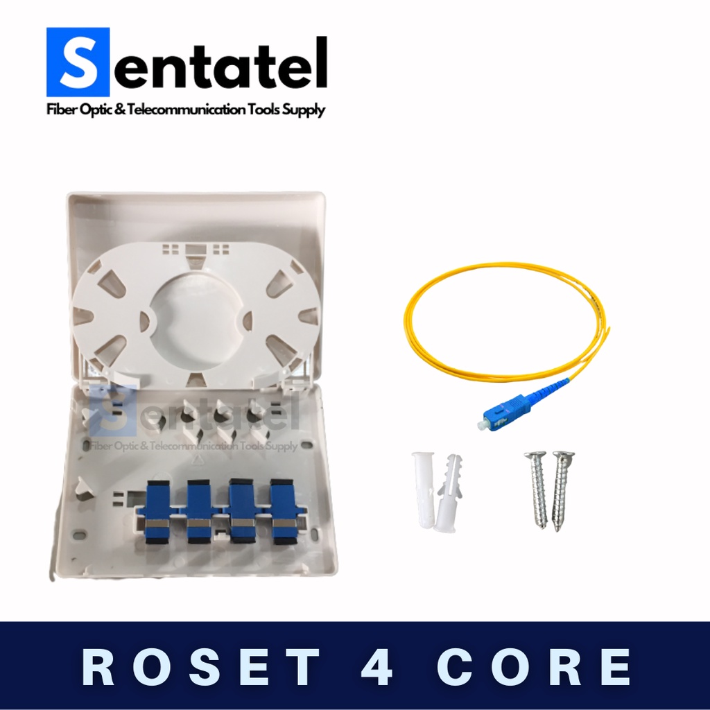 ROSET FO 4 CORE / ROSET FTTH 4 CORE Lengkap Adaptor Pigtail SC UPC