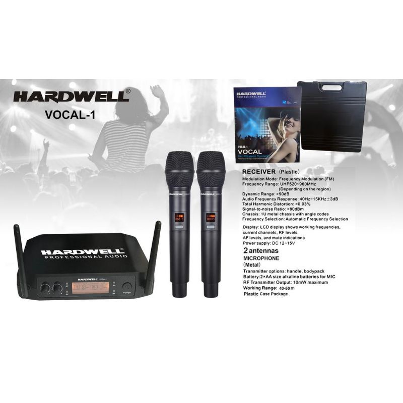 Mic wireless hardwell vocal-1 mic 2pegang .original