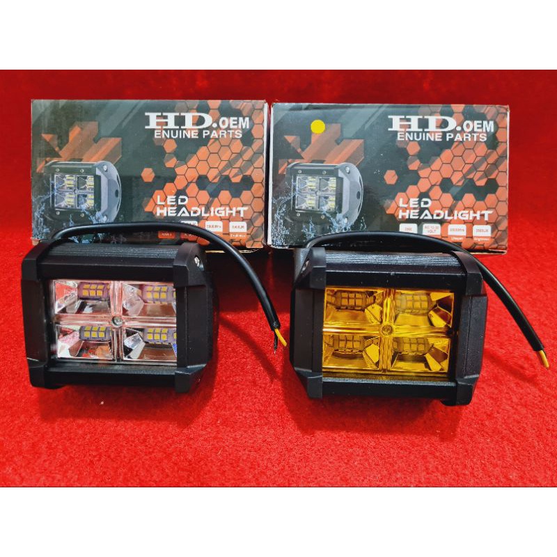 LAMPU TEMBAK LED 4 SISI 12 MATA KUNING PUTIH HD OEM