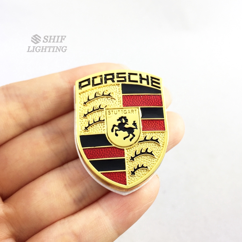 Stiker logo PORSCHE Bahan Metal Untuk Dekorasi Mobil