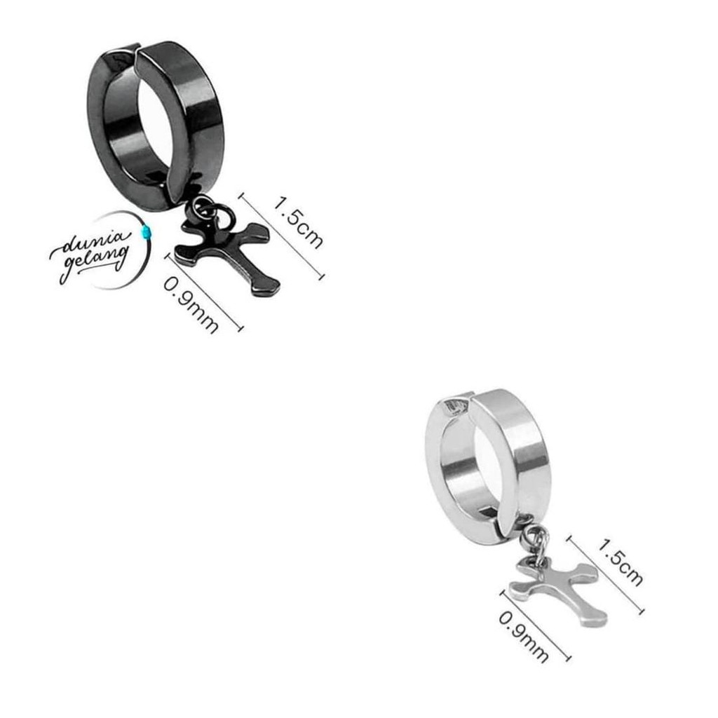 [COD] ANTING JEPIT / TINDIK SALIB TITANIUM SILVER HITAM GOLD RAINBOW / ANTING PRIA WANITA ANAK GAYA