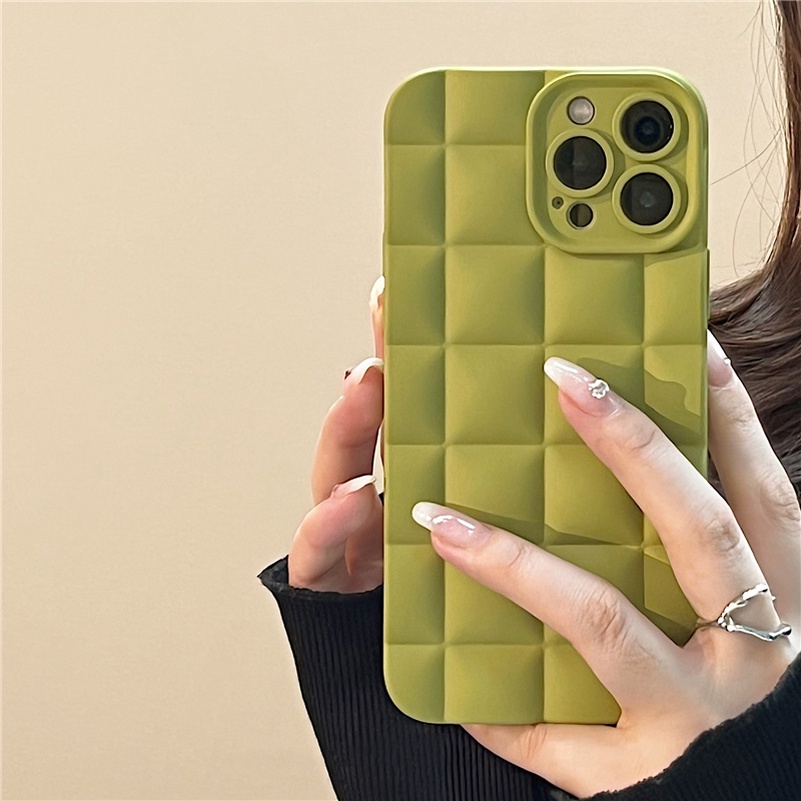 Soft Case Pelindung Kamera Bahan Silikon Bentuk Persegi 3D Warna Solid Untuk IPhone 14 13 12 11 Pro Max SE 2020 Xr X Xs Max 7 8 6 6s Plus