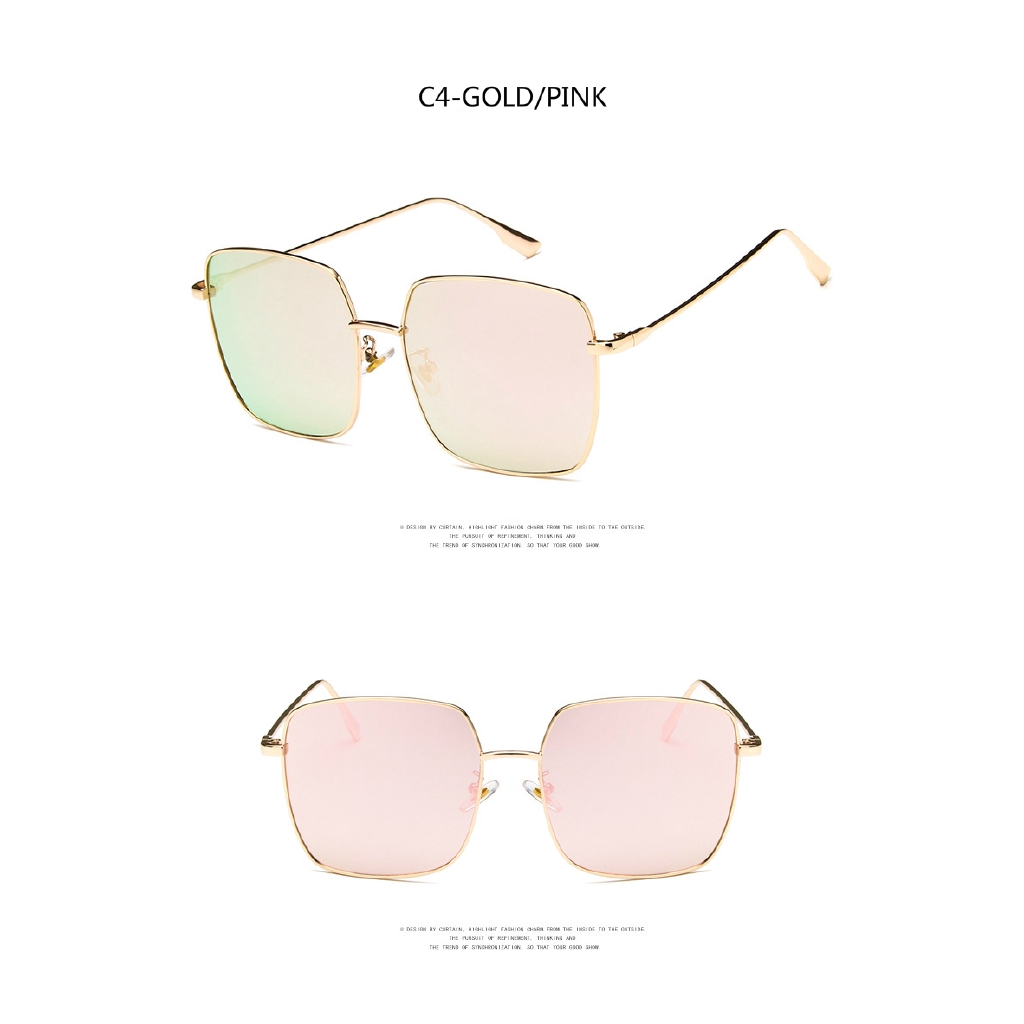 Korean fashion big frame square metal sunglasses for men and women