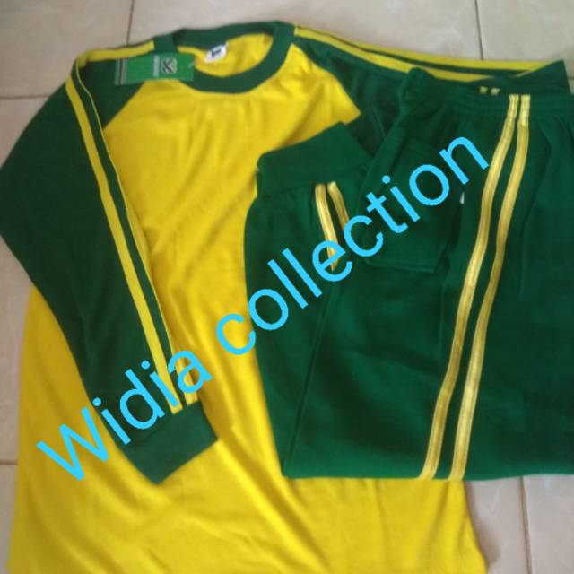 Baju setelan olahraga anak SD (kuning Hijau)