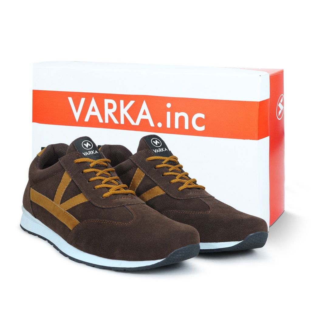 Sepatu Sneakers Pria Terbaru V 4131 Brand Varka Sepatu Kets Olahraga Lari Jogging Kuliah Sekolah Trendi Berkualitas Warna Coklat