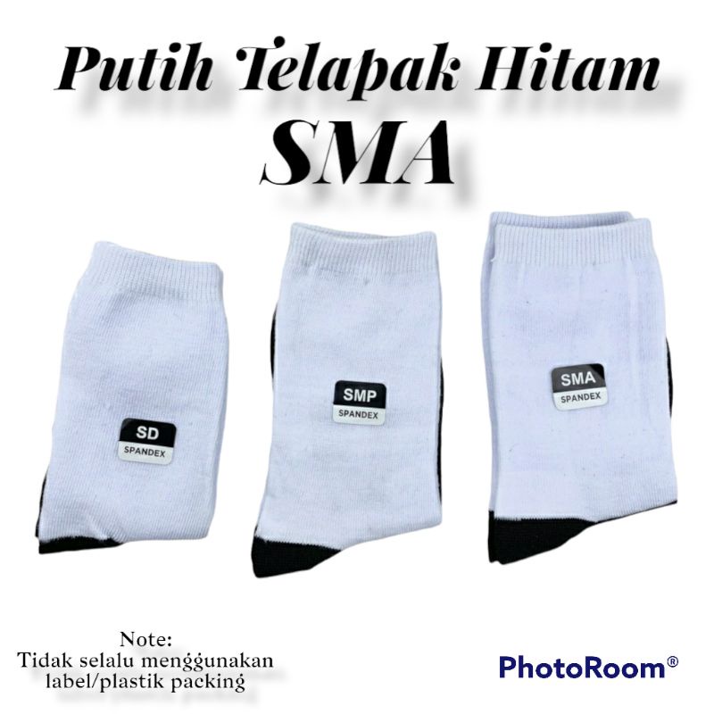 Kaos Kaki Sekolah Panjang Putih Telapak Hitam SD SMP SMA Bahan Cotton Lembut