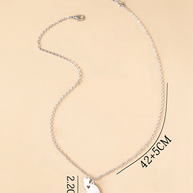 Fancyqube Kalung Rantai Choker Liontin Kucing Kecil Bahan Stainless Steel Warna Silver Untuk Wanita