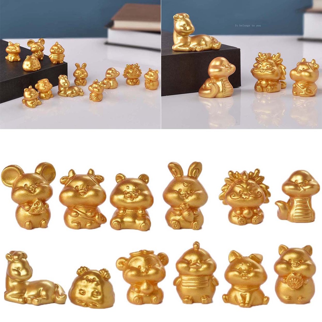CHOOKEY The 12 Chinese Zodiacs Miniature Taurus Handicrafts Micro Landscape Cow Figurines Accessories Cute Little Statue DIY Home Decoration Fairy Garden Animal Model