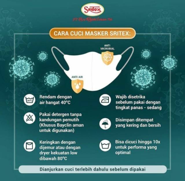 MASKER ASLI SRITEX ANTI AIR &amp; BAKTERI