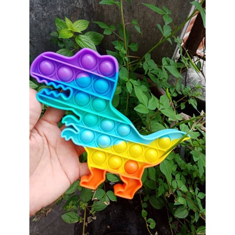 LYSASHOP -  Pop It BESAR AMONG US DINO UNICORN SEGIEMPAT JUMBO RAINBOW PUZZLE MAINAN EDUKASI ANAK-DINOSAURUS Pelangi