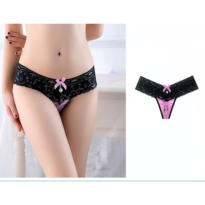 G String Wanita pinggang celana transparan Lace Celana Dalam C190