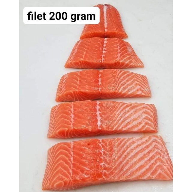 Salmon fillet trout kemasan ±200gr per slice kualitas premium