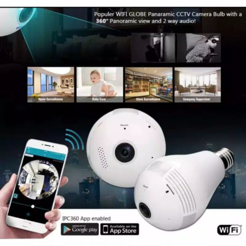 Bisa cod Kamera CCTV IP Camera V380 BOHLAM LAMPU 360 View Wifi Wireless / CCTV Bola Lam