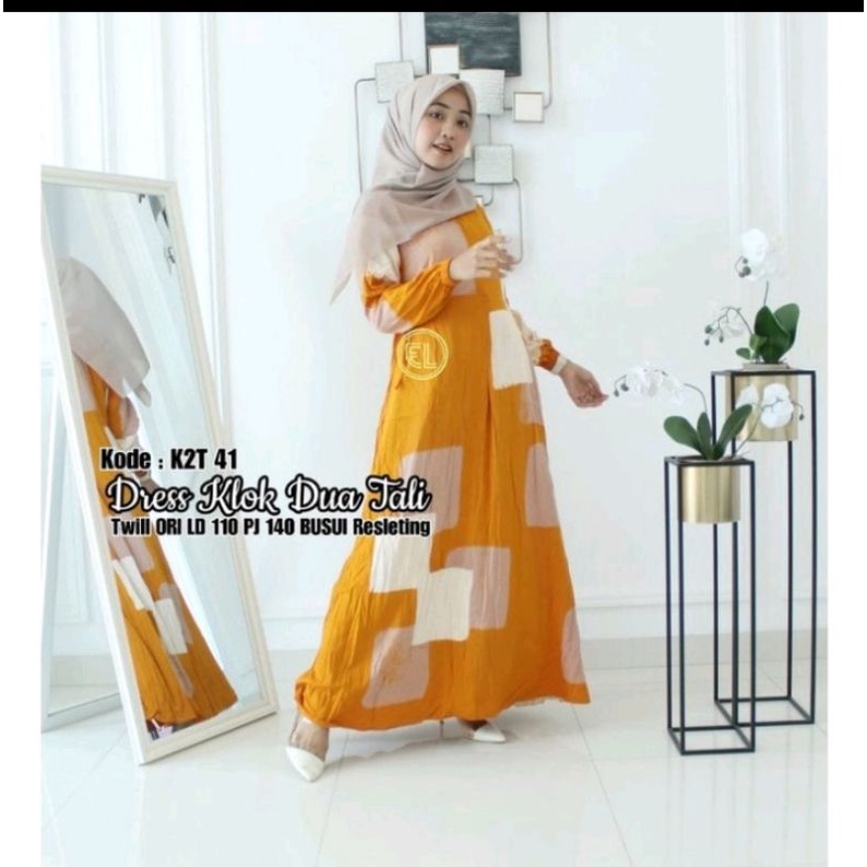 Gamis dress twill ORI ELZAF klok dua tali