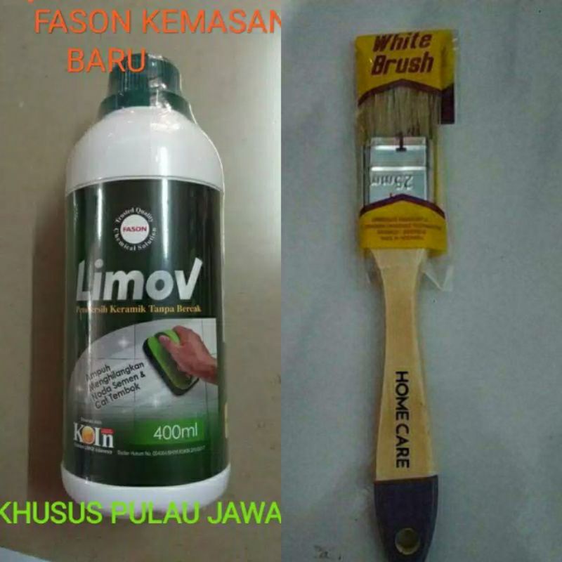 Fason Limov Kemasan Baru+kuas Home 1(bundling)cairan Pembersih Keramik Halus Noda Semen Jamur Kerak