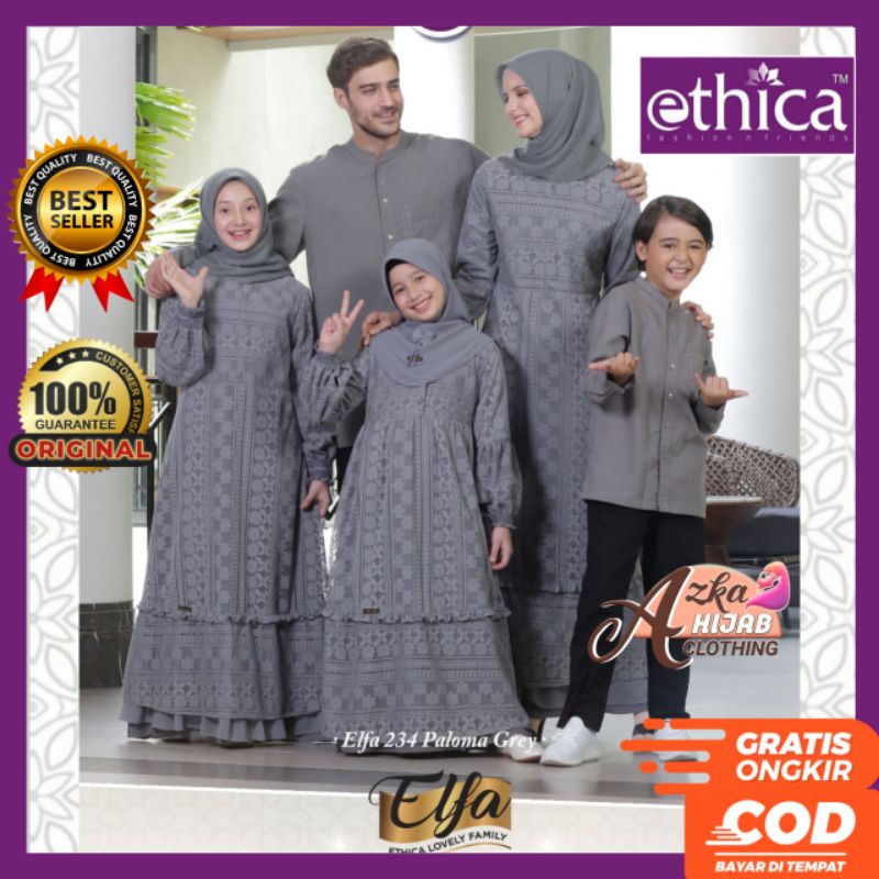 SARIMBIT ETHICA SALE‼️SARIMBIT ELFA PALOMA GREY / BAJU COUPLE KELUARGA / BAJU MUSLIM COUPLE KELUARGA