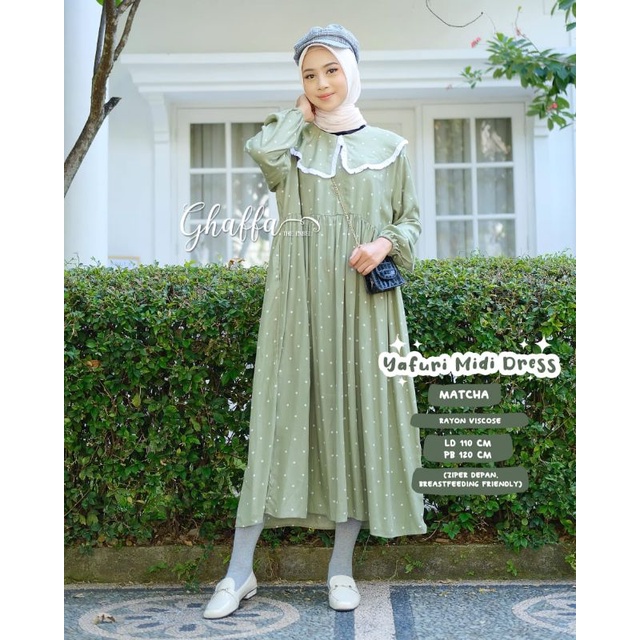 Yafuri Midi Dress / Korean midi dress vintage style