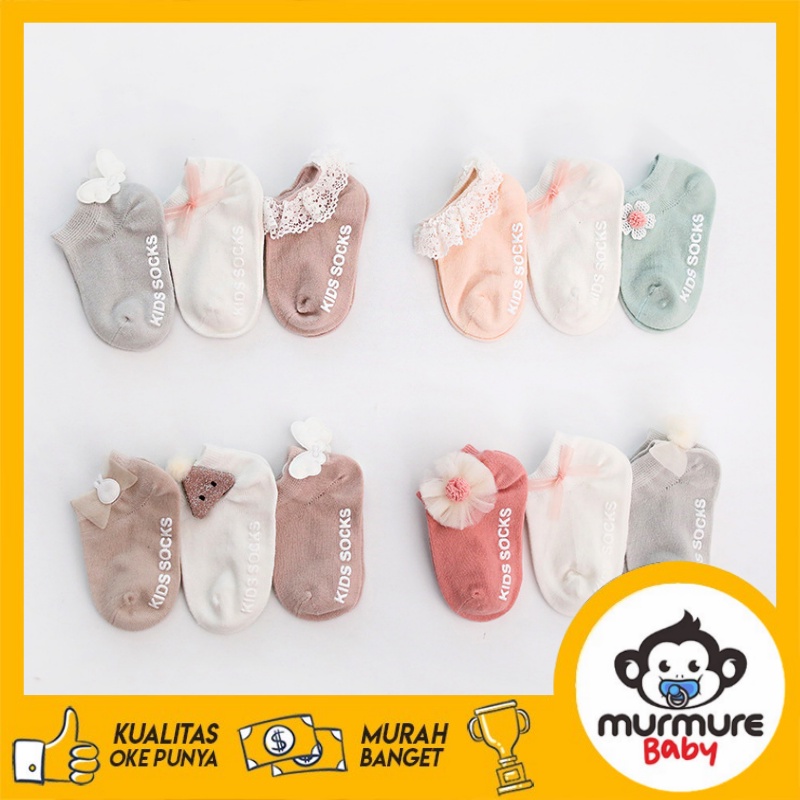 MURMURE.BABY I (1 SET 3 PASANG) SET KAOS KAKI RENDA BAYI / ANAK IMPORT