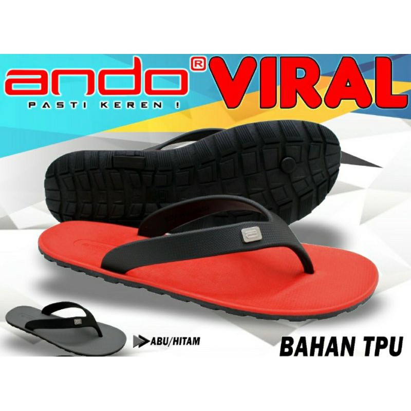 Ando Viral Terbaru 7 Warna Sandal Jepit Pria Sol Karet Anti Slip Ando Original-1