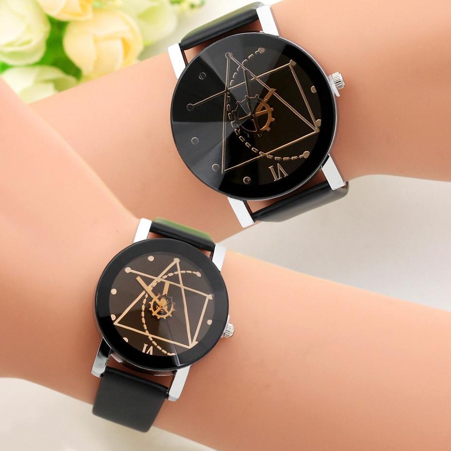 [KODE PRODUK GI0JH3759] Jam Tangan Kulit Triangle Fashion Casual Minimalis Couple Jam Tangan Pria Wa