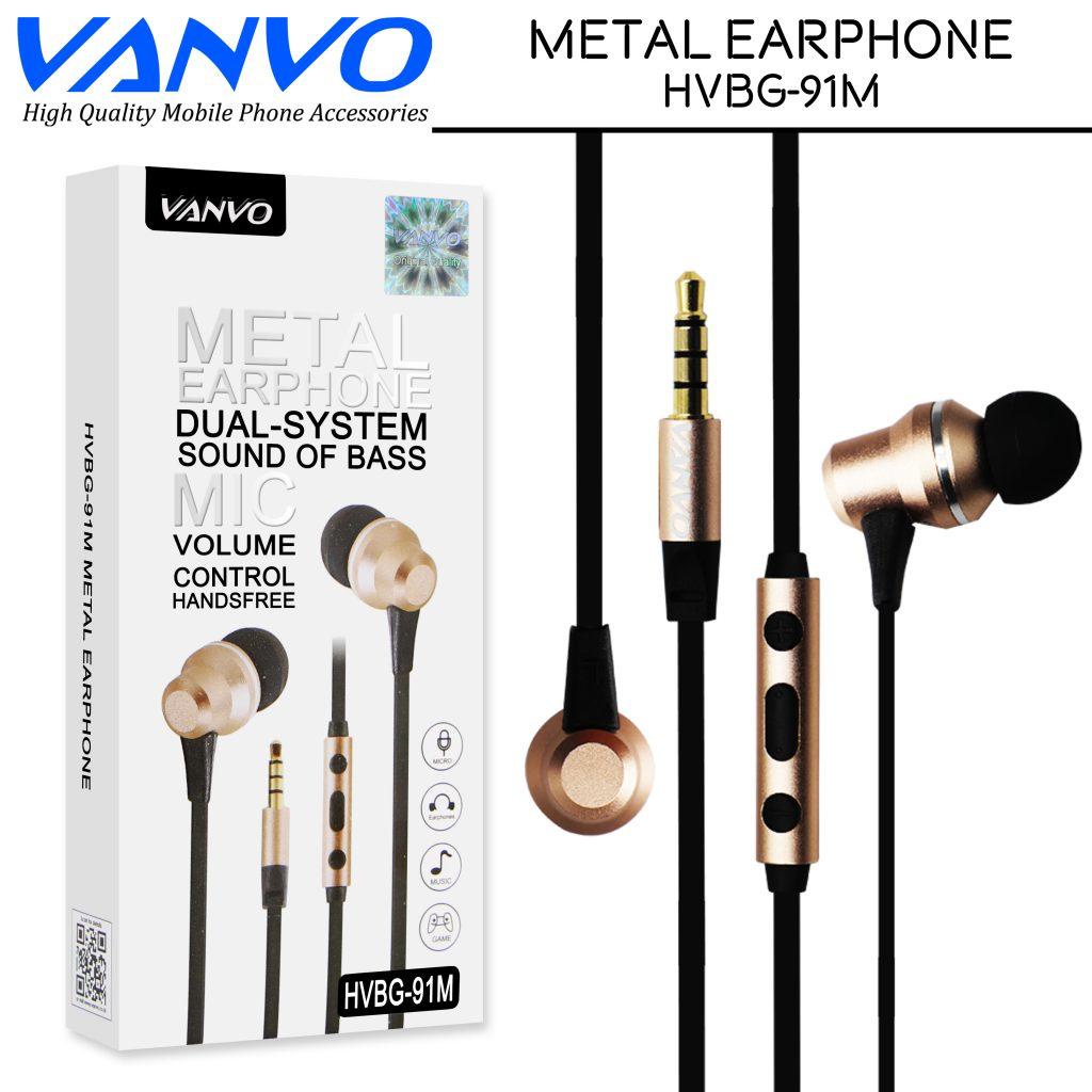 HEADSET MUSIC/HANDSFREE KABEL/HF VANVO METAL HVBG-91M