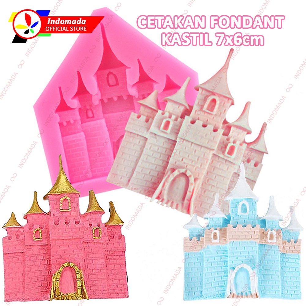 Indomada Cetakan Silikon Fondant Kastil Istana Putri 7 x 6 cm Cokelat Coklat Puding Resin Princess C