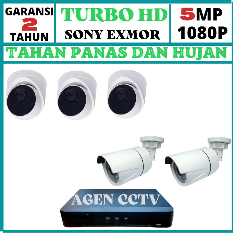 paket cctv 5 kamera lensa 5mp 1080p full hd ir sony garansi 2thn