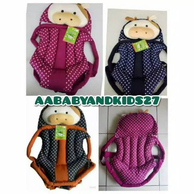 Gendongan Ransel Bayi Kidka Polkadot Boneka Besar-Gendongan Depan Okiyo Polkadot Boneka Sapi Besar