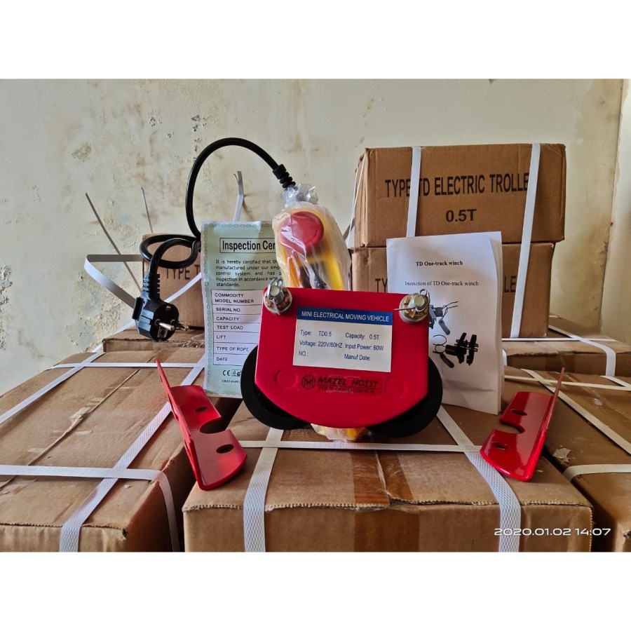 MAZEL HOIST TROLLEY WINCH ELECTRIC HOIST 500KG KATROL ELEKTRIK