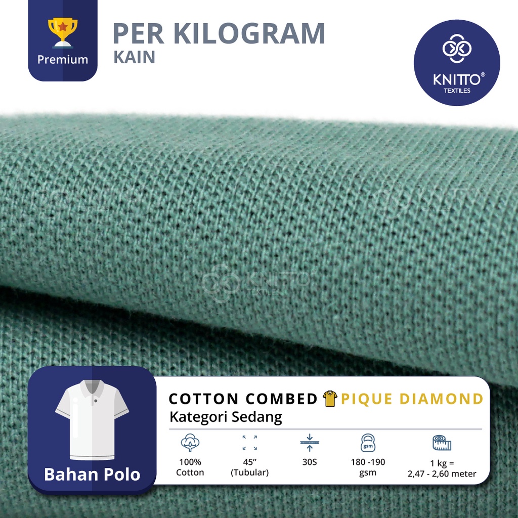 KAIN COTTON COMBED PIQUE DIAMOND 30S KATEGORI WARNA SEDANG ( BAHAN POLO ) - KNITTO